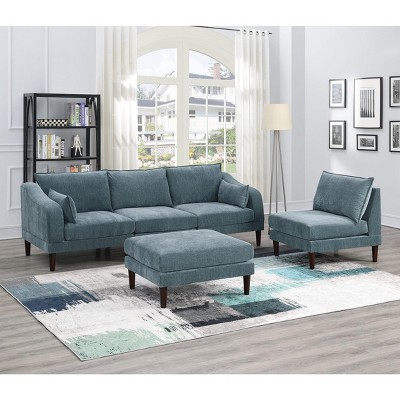 NicBex Couches for Living Room 5pcs Modular Sectional Sofa Set Modern Upholstered Sofa Couch 2x One Arm Chairs 2x Armless Chair 1x Ottoman, Grayish