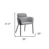 HomeRoots Set of Two Gray and Black Upholstered Faux Leather Dining Arm Chairs - 3 of 4
