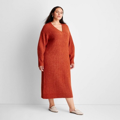 Women's One Shoulder Cut Out Bodycon Knit Dress - Future Collective™ 4X  Orange