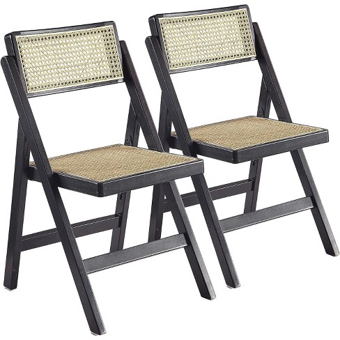 ISL Furnishings Ibiza Rattan Modern Folding Chair 2 Black