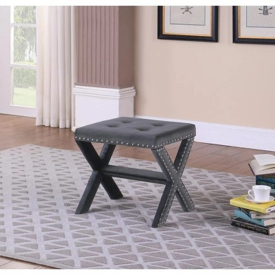 ?Vynxaria Velvet Upholstered Accent Bench ¨C Tufted Entryway & Living Room Seating with Nailhead Trim