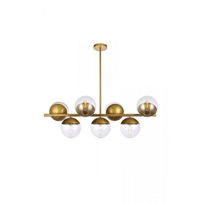 Elegant Lighting Eclipse 7 Lights Brass Pendant With Clear Glass