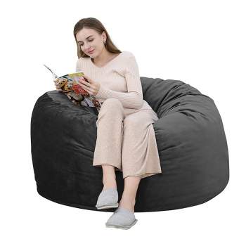 4 Foot Bean Bag Chair Memory Foam Big Bean Bag for Adults Big Sofa with Fluffy Removable Microfiber Cover