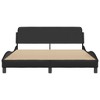 vidaXL Black Double Bed Frame with Headboard - 59.8"x79.9" Faux Leather Sturdy Legs Waved Design Elegant Bedroom Furniture - 3 of 4