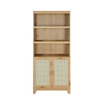Sheridan Modern 7 Shelf Cane Bookcase - Manhattan Comfort