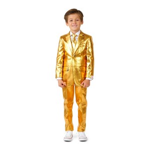 OppoSuits Boys' Shiny Party Suits - Groovy Gold - Golden - Size 4 Years - 1 of 4