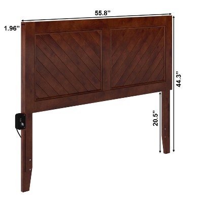 Canyon Full Walnut Wood Headboard with USB Charger