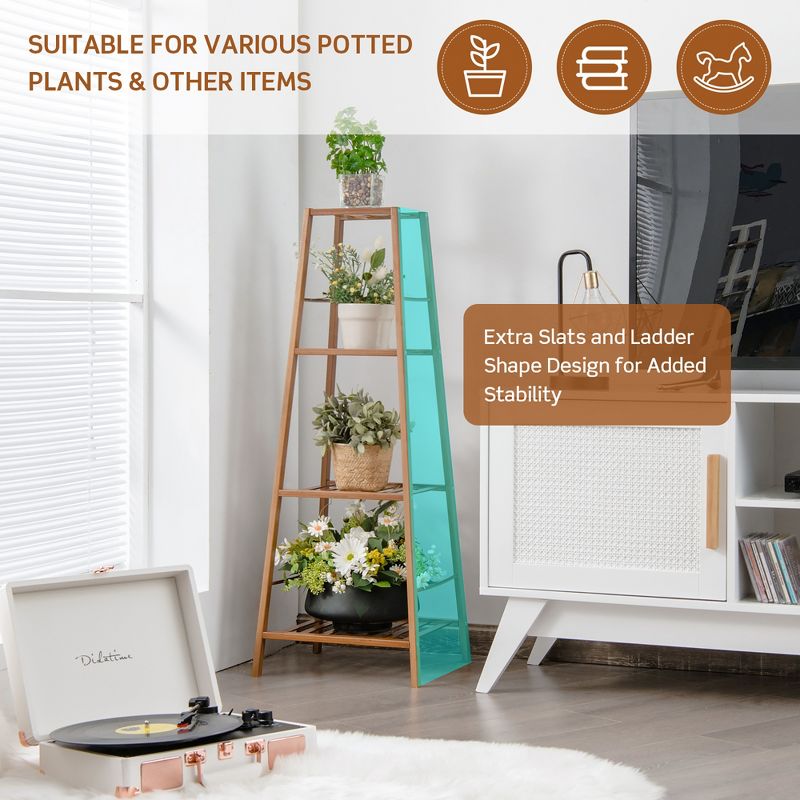 Costway Bamboo Tall Plant Stand Pot Holder Display Shelving Unit Indoor Outdoor Natural\Brown, 4 of 11