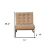 HomeRoots 31" Cream And Black Genuine Leather Tufted Slipper Chair - 3 of 4