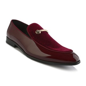 Gino Vitale Velvet & Patent Leather Slip On Dress Loafer, Red - 8.5 - 1 of 3