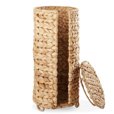 Natural Water Hyacinth Toilet Paper Holder with Lid