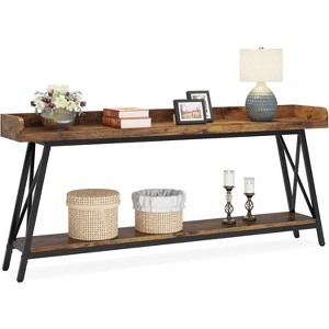 Gulches Industrial Console Table, Extra Long, Rustic Brown, 70.9", Sofa/Entryway/Hallway/Bar Table - 1 of 4