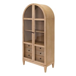 78" Modern Wood Arched Bookcase Laurel Collection Light Brown - Martin Furniture: Vertical Storage, 3 Drawers - 1 of 4