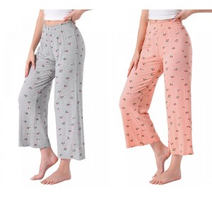 INSPIRE CHIC Women's 2 Pcs Soft Lounge Pajama Pants Casual Trousers Wide Leg Pajama Bottoms - 1 of 4