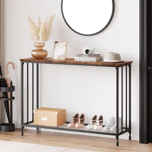 Console Table, Sofa Tables Narrow Entryway Table with Glass Shelf and Metal Frame, 41.5" Behind Couch Table - 1 of 4