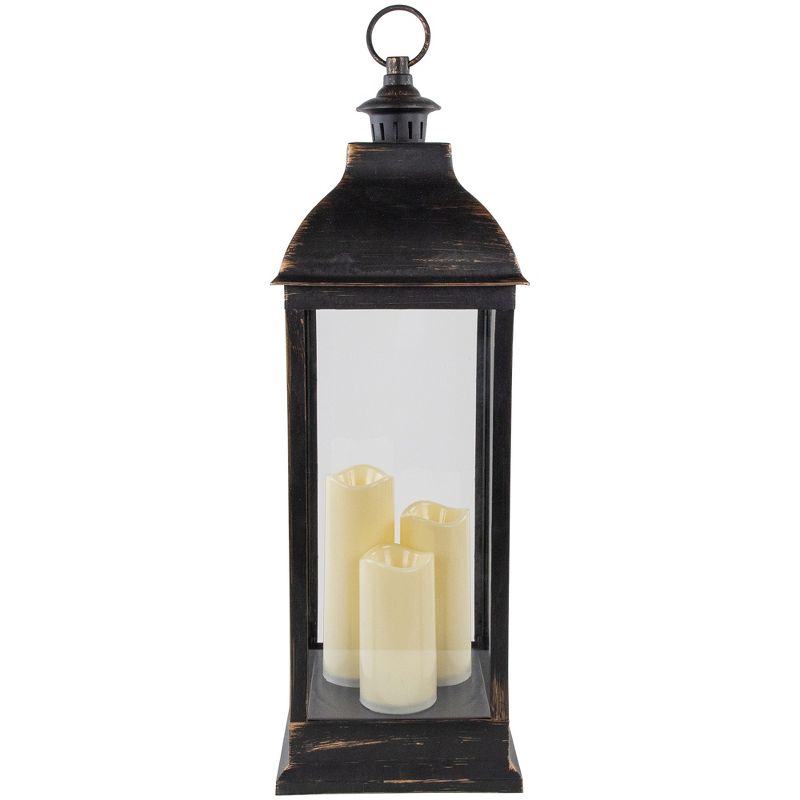 Northlight 28" Gold Brushed Black Lantern With Flameless LED Candles, 4 of 7