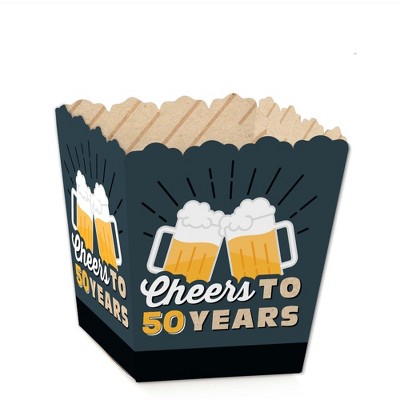 Big Dot of Happiness Cheers and Beers to 50 Years - Party Mini Favor Boxes - 50th Birthday Party Treat Candy Boxes - Set of 12