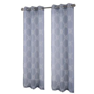RT Designer Collection Sheryl 2 Pack Embroidered Dorly Luxurious Decorative Grommet Curtain Panel 36" x 96" Slate Blue