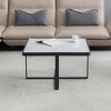 KTMBDW Modern Square Coffee Table, Center Table with Stone Top and Metal frame for Living Room, Small Space, White - 2 of 4