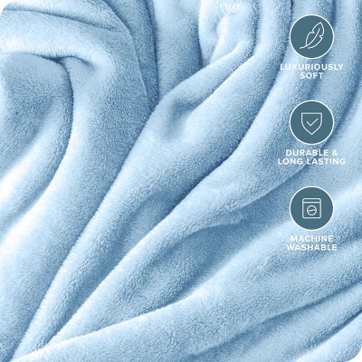 Light Blue Twin Microplush Fleece Blanket
