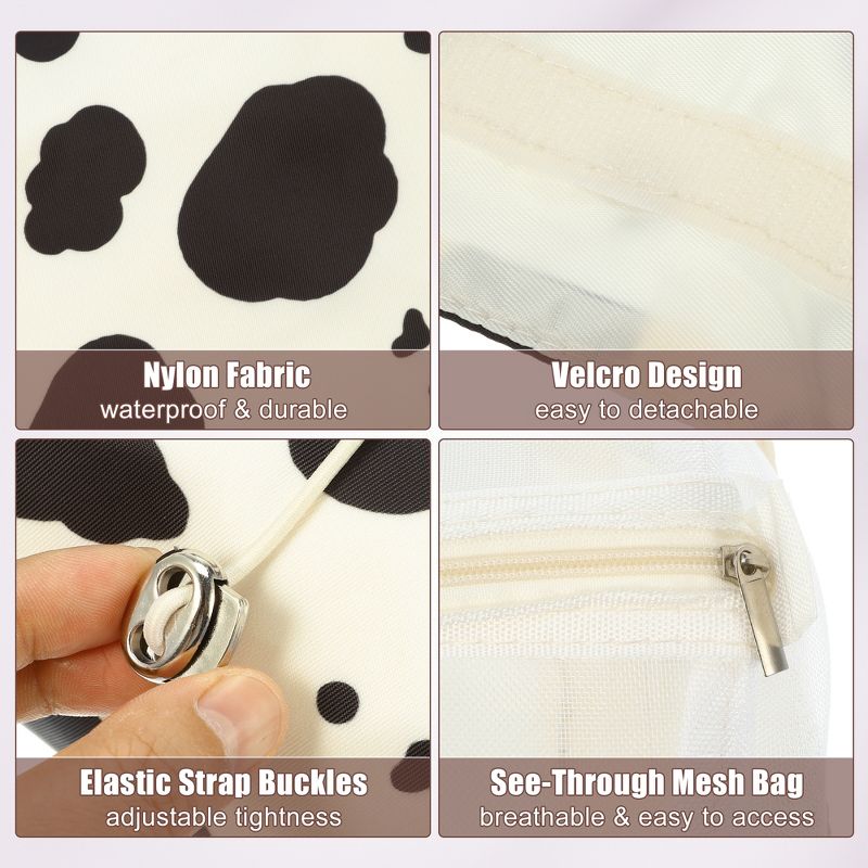 Unique Bargains Milk Cow Style 4 in 1 Detachable Hanging Roll Up Travel Makeup Bags and Organizers Beige Black, 4 of 7