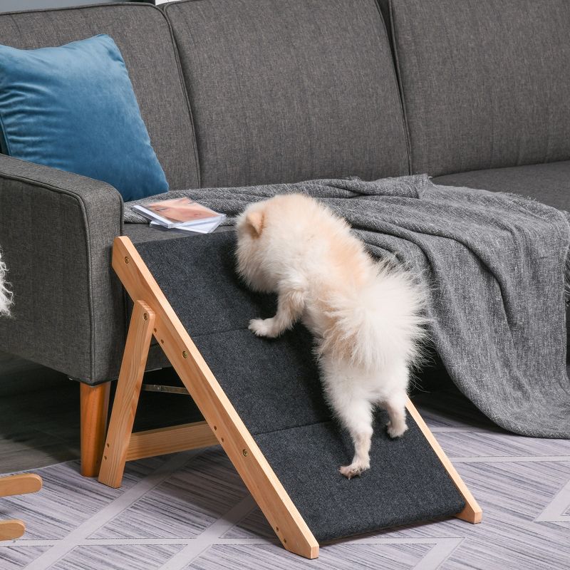 PawHut 2-in-1 Pet Steps & Pet Ramp for Bed, Sofa, Car, & More, Foldable Portable Cat & Dog Ramp for Couch, Cat Stairs for Old Cats, Dog Furniture, 2 of 7