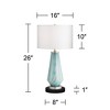 Possini Euro Design Jaime Coastal Table Lamp with Round Black Marble Riser 26" High Blue Gray Drum Shade for Bedroom Living Room Office House Home - 4 of 4