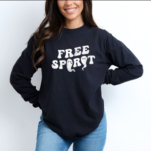 Free Spirit Ghost Distressed - Women's Garment Dyed Long Sleeve Graphic T-Shirt - 1 of 4