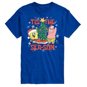 Men's - SpongeBob SquarePants - Tis The Season Christmas Spongebob and Patrick Short Sleeve Graphic T-Shirt - 1 of 4