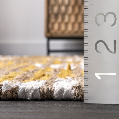 Yellow and Beige Braided Cotton Area Rug