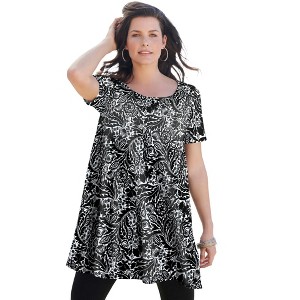 Roaman's Women's Plus Size Scoopneck Swing Ultimate Tunic - 1 of 4