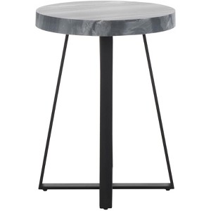 Guenon Round Accent Table - Grey Marble/Black - Safavieh - 1 of 4