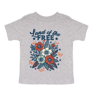 The Juniper Shop Distressed Land Of The Free Flowers Toddler Short Sleeve Tee - 1 of 4