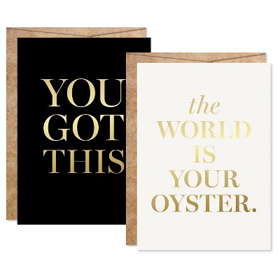 2ct "You Got This" Congrats Foil Art Cards Gold