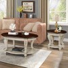 42inoval wood coffee table for Living Room, 2-Tier Solid Wood Cocktail Table with Open Storage Shelf, Easy Assembly, Beige and Espresso Top - 3 of 4