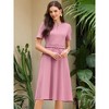 INSPIRE CHIC Women's Belted Summer Short Sleeve 2026 Split Neck A-Line Midi Dresses - 3 of 4