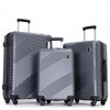 Vynxaria 3-Piece Gray PC+ABS Lightweight Luggage Set 20/24/28" with Two Hooks Spinner Wheels - 3 of 4