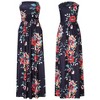 Women Strapless Floral Print Bohemian Boho Maxi Dress Casual Off Shoulder Beach Party Dress with Pockets - 4 of 4