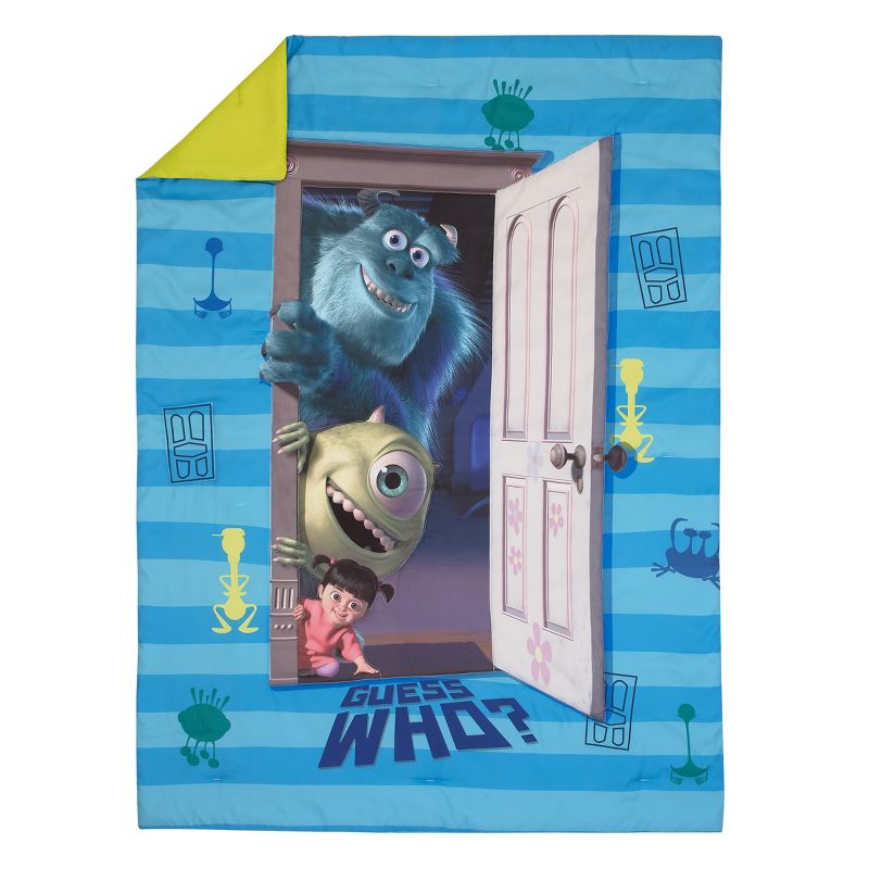Disney Monsters Inc. Guess Who Blue and Green Sully, Mike, and Boo 4 Piece Toddler Bed Set, 2 of 7