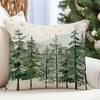Christmas Pillow Covers 18x18 Inch Set of 2 Christmas Tree Decorative Throw Pillow Cases Natural Forest Green - 2 of 4