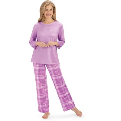 Collections Etc Plaid Bottom 2-Piece Long Sleeve Pajama Set
