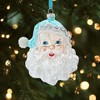Kurt Adler Glass Ornament for Christmas Tree, Blue/Silver Santa Head - 2 of 3