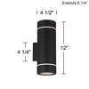 Possini Euro Design Wynnsboro 12" High Modern Outdoor Wall Light Fixture Mount Porch House Exterior Up/Down Set of 2 Weatherproof Black Aluminum - 4 of 4