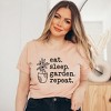Simply Sage Market Women's Eat Sleep Garden Repeat Short Sleeve Graphic Tee - 2 of 4