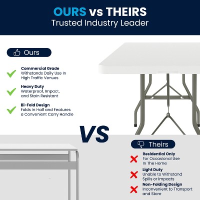 Kathryn 8-Foot Gray Metal and White Plastic Folding Table
