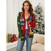 Coolmee Women's Christmas Long Sleeved Knitted Jacket Autumn and Winter Contrasting Jacquard Sweater Cardigan - 4 of 4