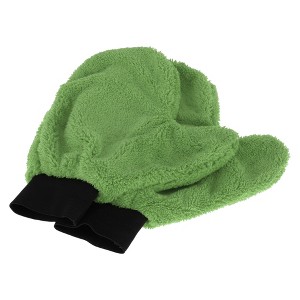 Unique Bargains Car Wash Towel Coral Fleece for Car Cleaning Wiping 9.84"x7.87"x0.39" Green 2 Pcs - 1 of 4