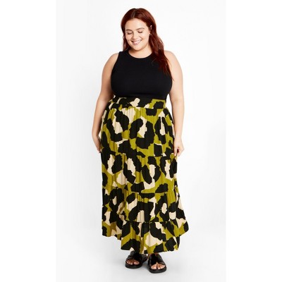 Women's Plus Size Piper Print Skirt - olive | CITY CHIC