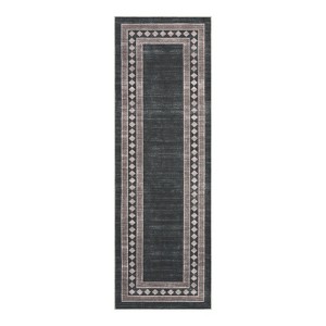 Modern Bordered Soft Carpet Mat Indoor Non Slip Machine Washable Area Rug - 1 of 4