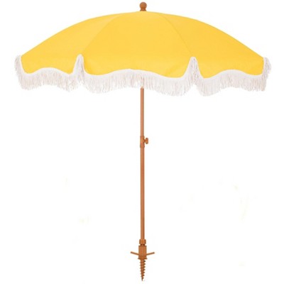 Captiva Designs 7ft Portable Patio Umbrella with Fringe - Stylish Outdoor Shade with UPF 50+ Protection (No Base)